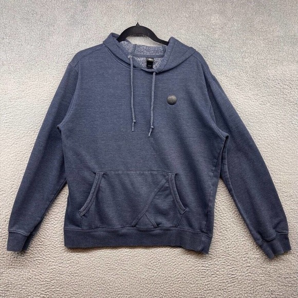Volcom Mens Hooded Sweater Blue Pullover Long Sleeve Drawstring Logo Size L - Picture 1 of 11